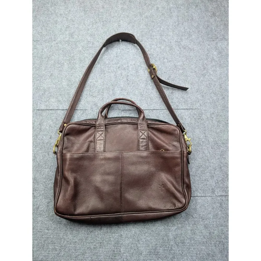 Frye Briefcase Messenger Bag Laptop Cherry Brown Leather Vintage Work School